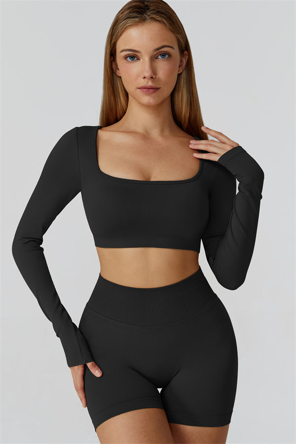 The Reign Long Sleeve Crop Top Shorts 2-Piece Set