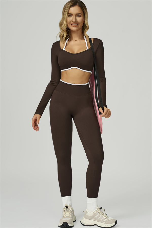The Prime Line Long Sleeve Crop Top Leggings 2-Piece Set