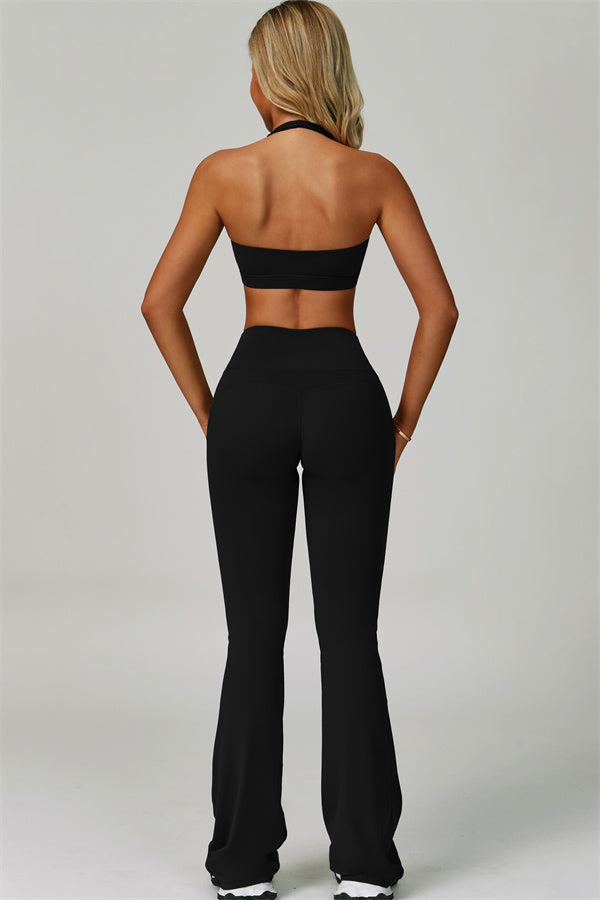 The Bold Halter Sports Bra Flared Leggings 2-Piece Set