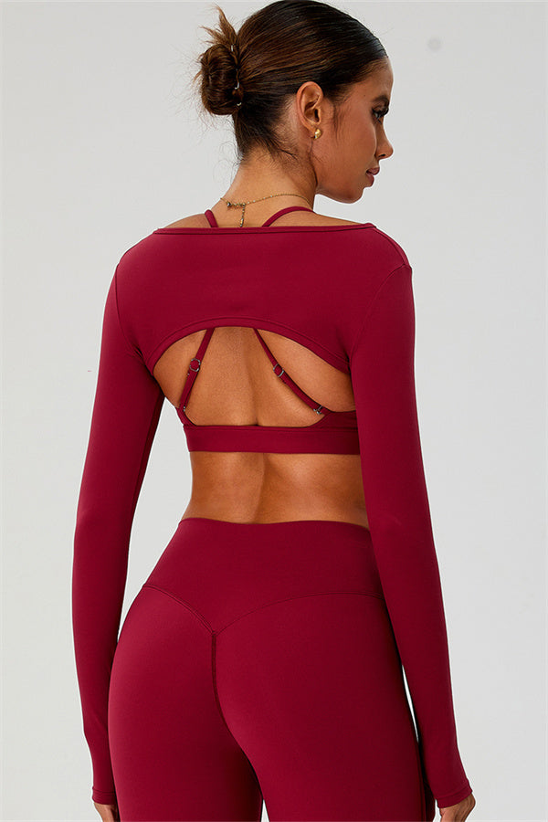 The Ember Sports Bra Crop Top Flared Leggings 3-Piece Set