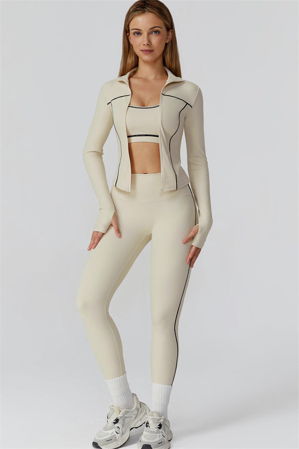 The Venus Zip Top Sports Bra Leggings 3-Piece Set