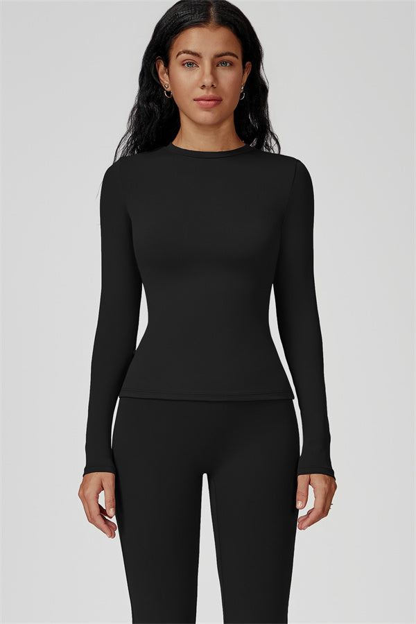 The Oasis Long Sleeve T-shirt Flared Leggings 2-Piece Set Black