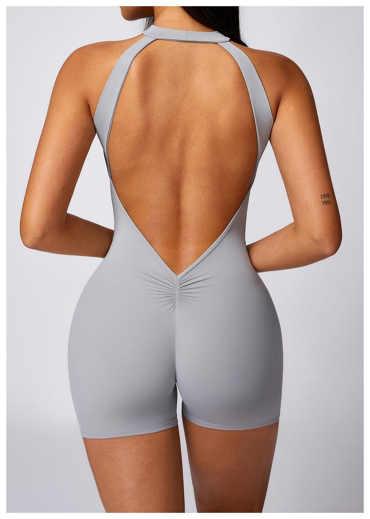 Christine Sculpt Backless Romper Light grey