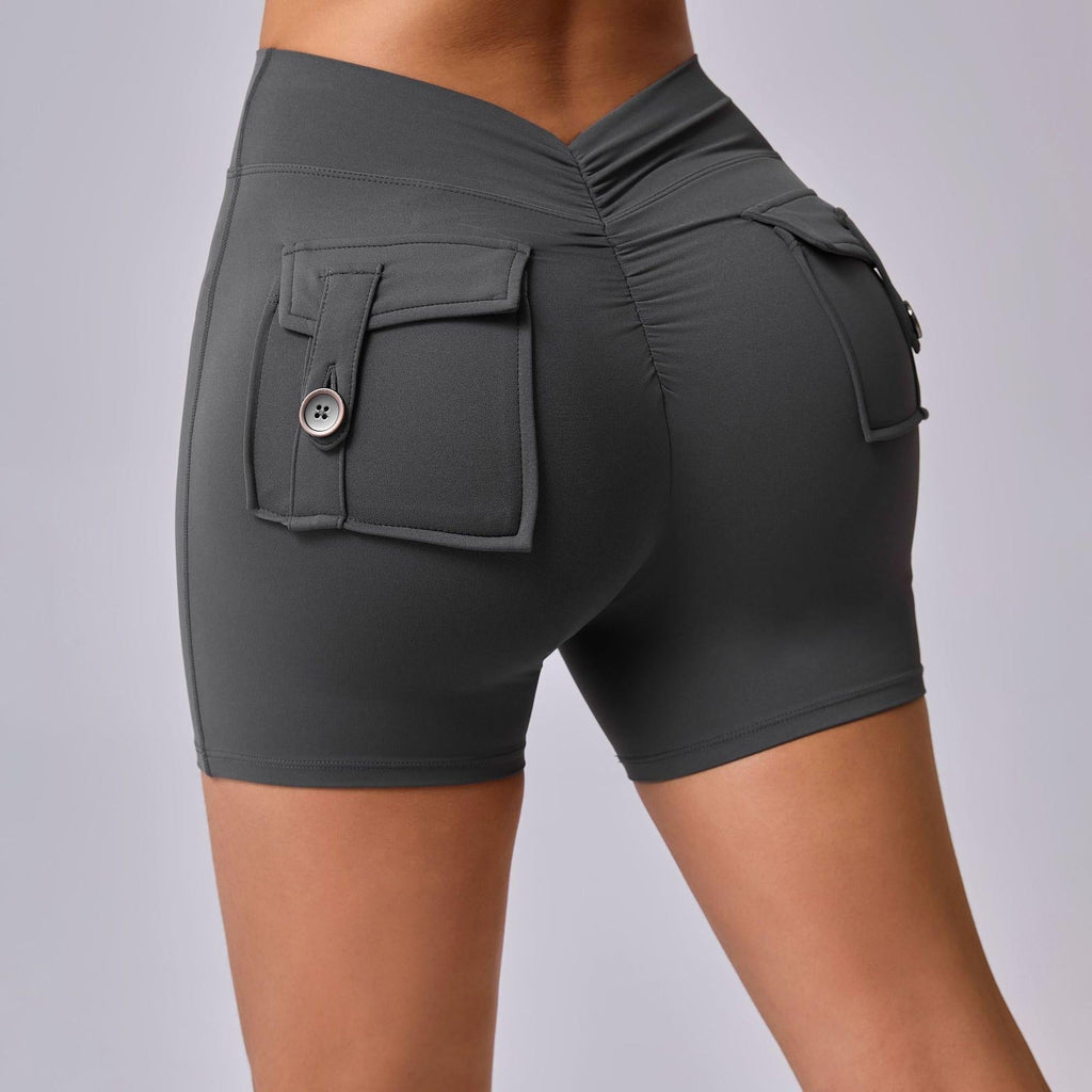 Winona Back Pockets Scrunch Shorts Graphite