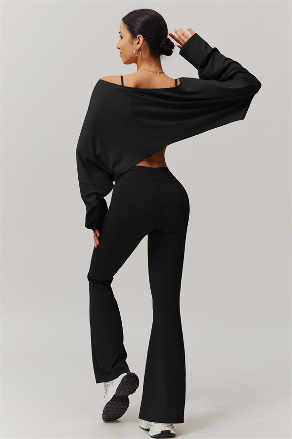 The Resonate Drift Cropped Pullover Flared Leggings 2-Piece Set
