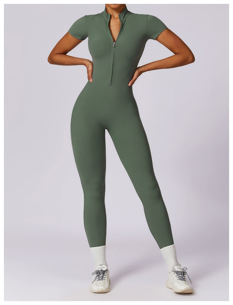 Super Sculpt Short Sleeve Jumpsuit (size down) Hunter green