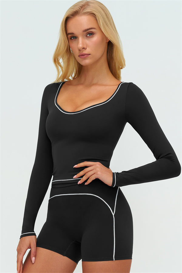 The Amara Long Sleeve T-shirt Shorts 2-Piece Set