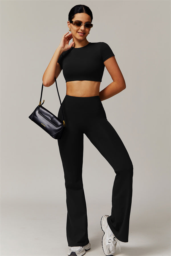 The Delicate Crop Top Flared Leggings 2-Piece Set