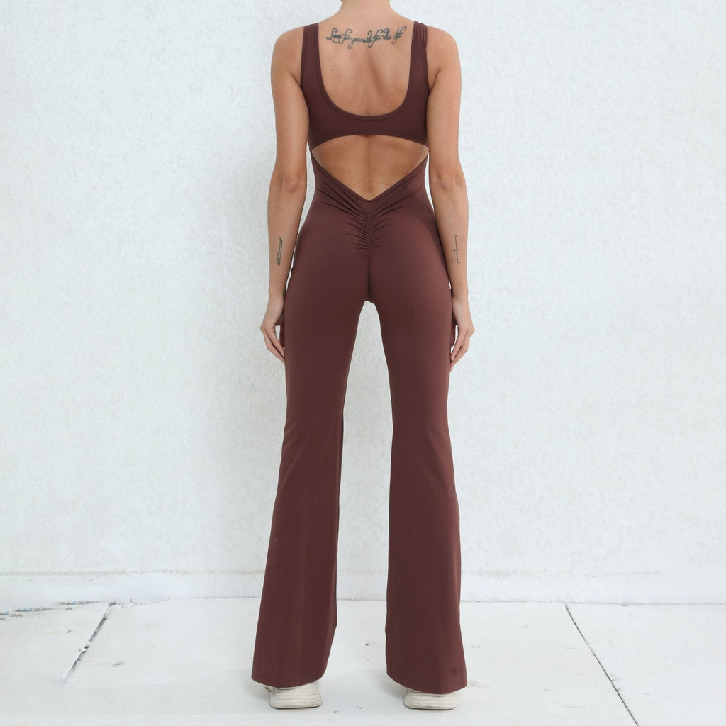Scrunch V Back Flared Jumpsuit