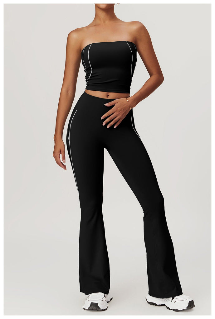 Celeste Panel Tube Top & Flared Set Black