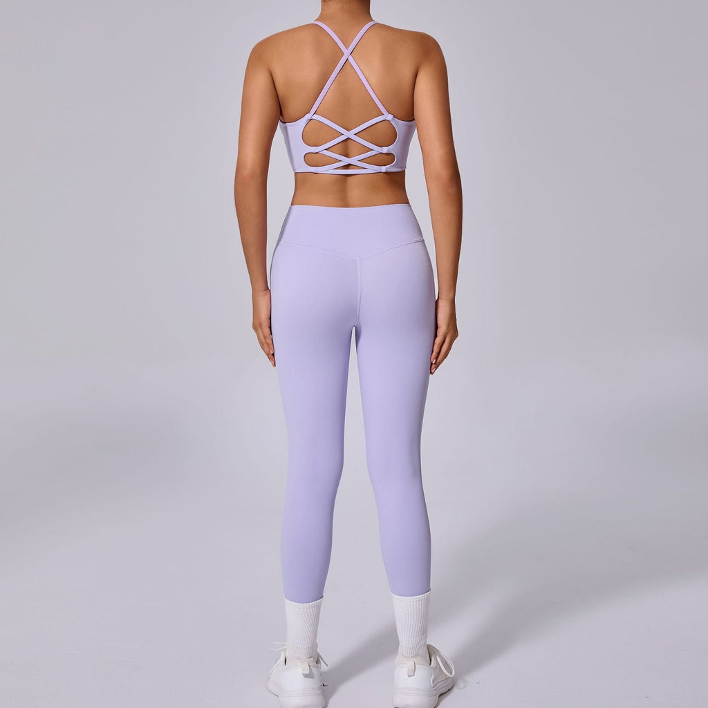 Sylvia Cross Back Top & Leggings Set Lilac
