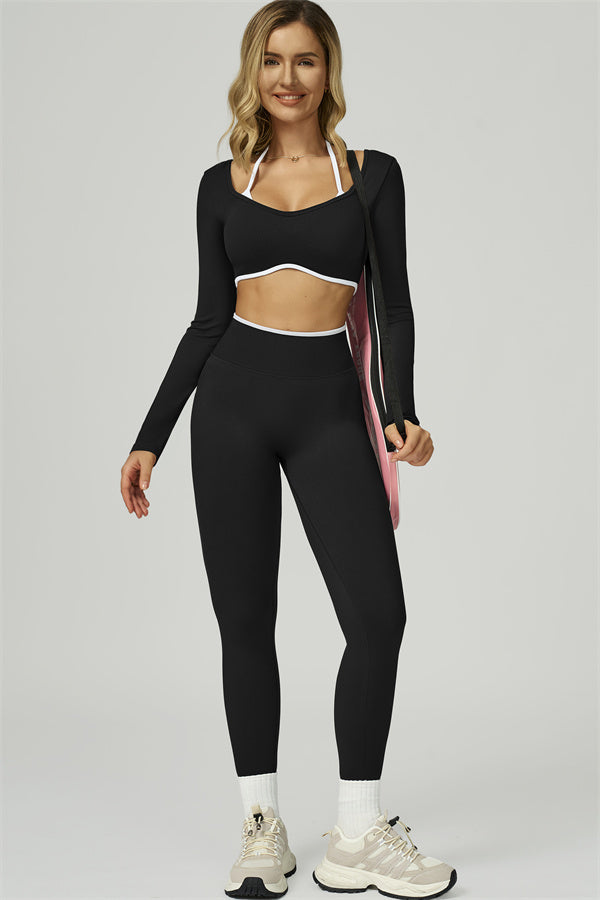 The Prime Line Long Sleeve Crop Top Leggings 2-Piece Set