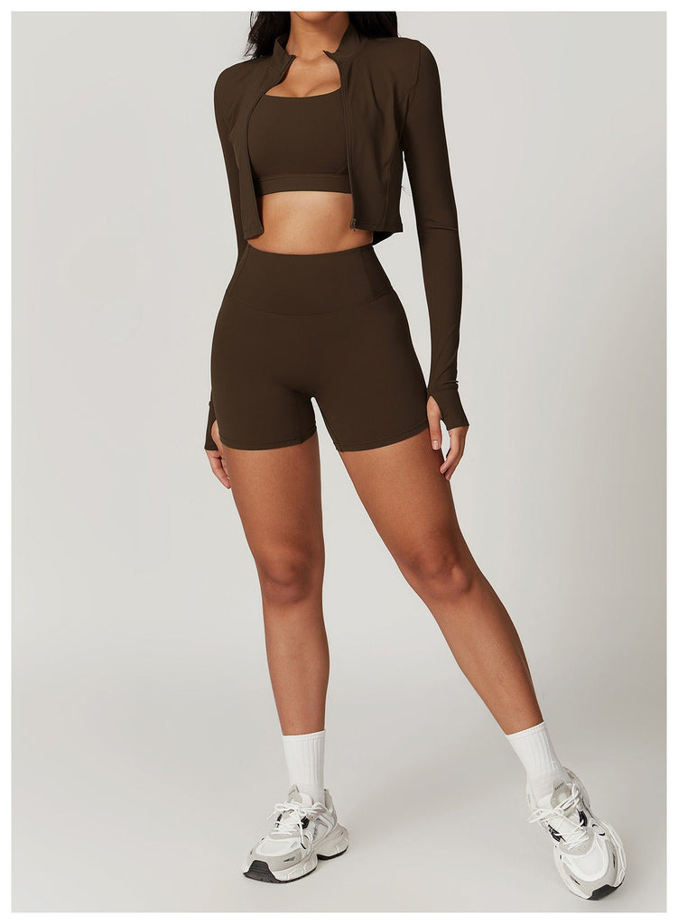 Thea 3 Piece Shorts Set Chocolate