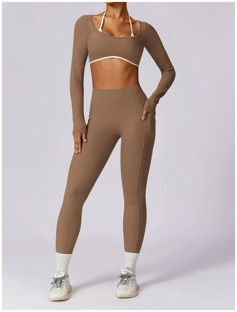 Noelle Contrast 3 Piece Set Coffee