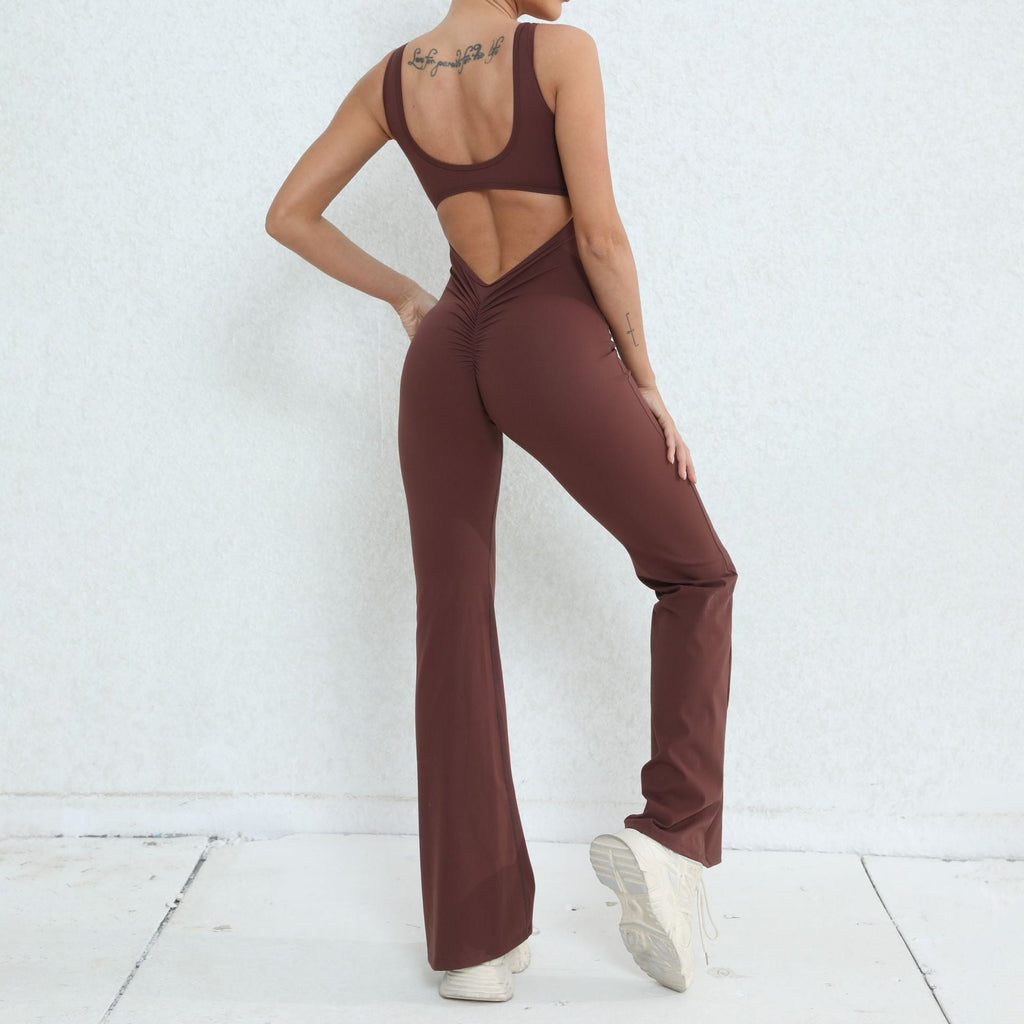 Scrunch V Back Flared Jumpsuit