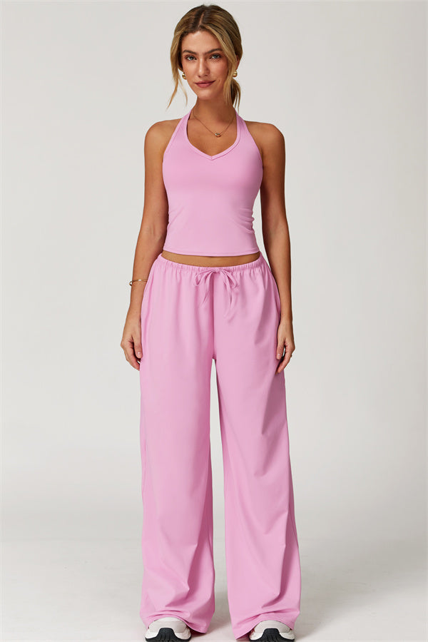 The Sprint Halter Tank Top Sweatpants 2-Piece Set Magenta