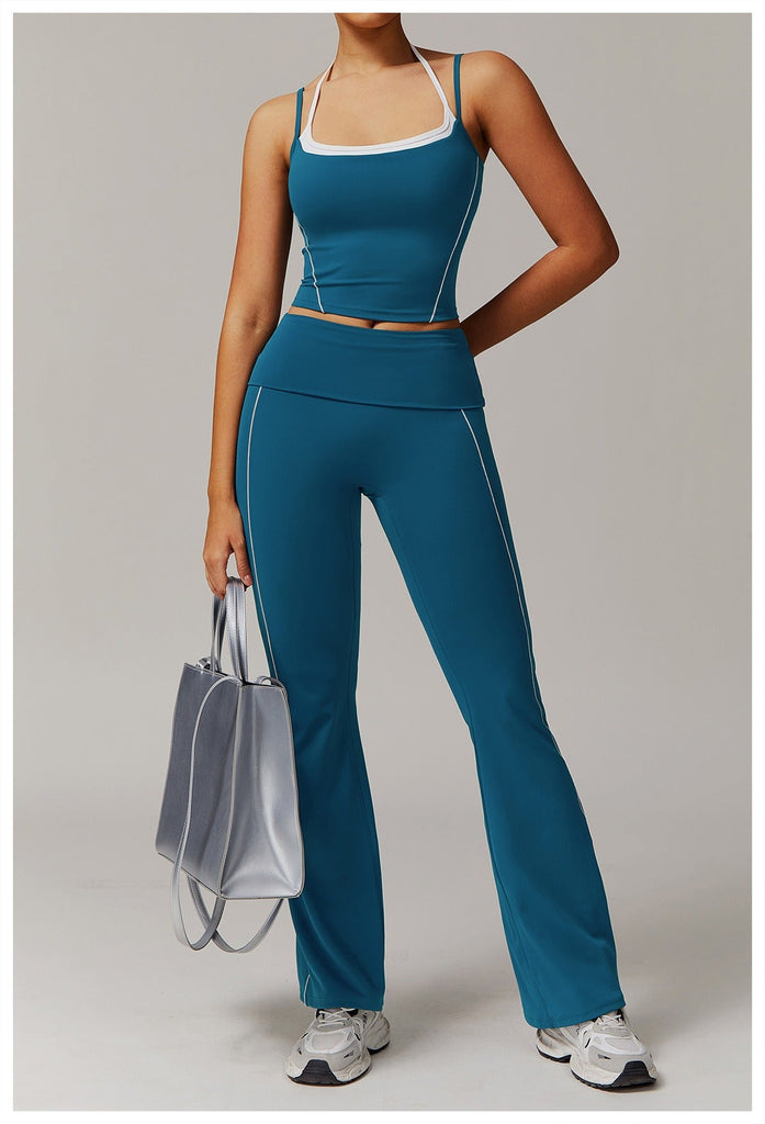 Martha Tank Top & Flared Set Ocean blue