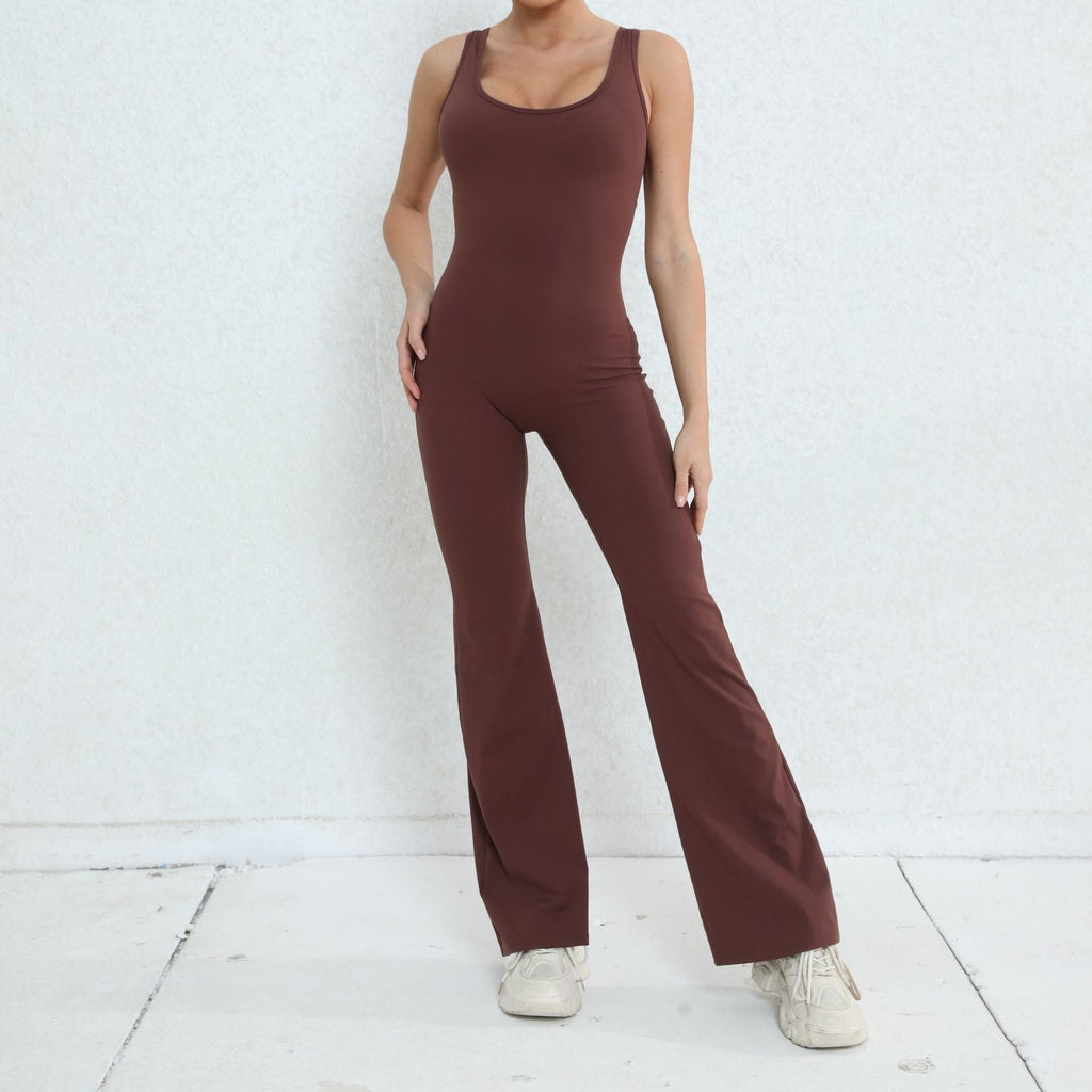 Scrunch V Back Flared Jumpsuit