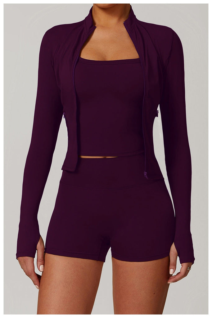 Marian Longsleeve Zip Top Plum