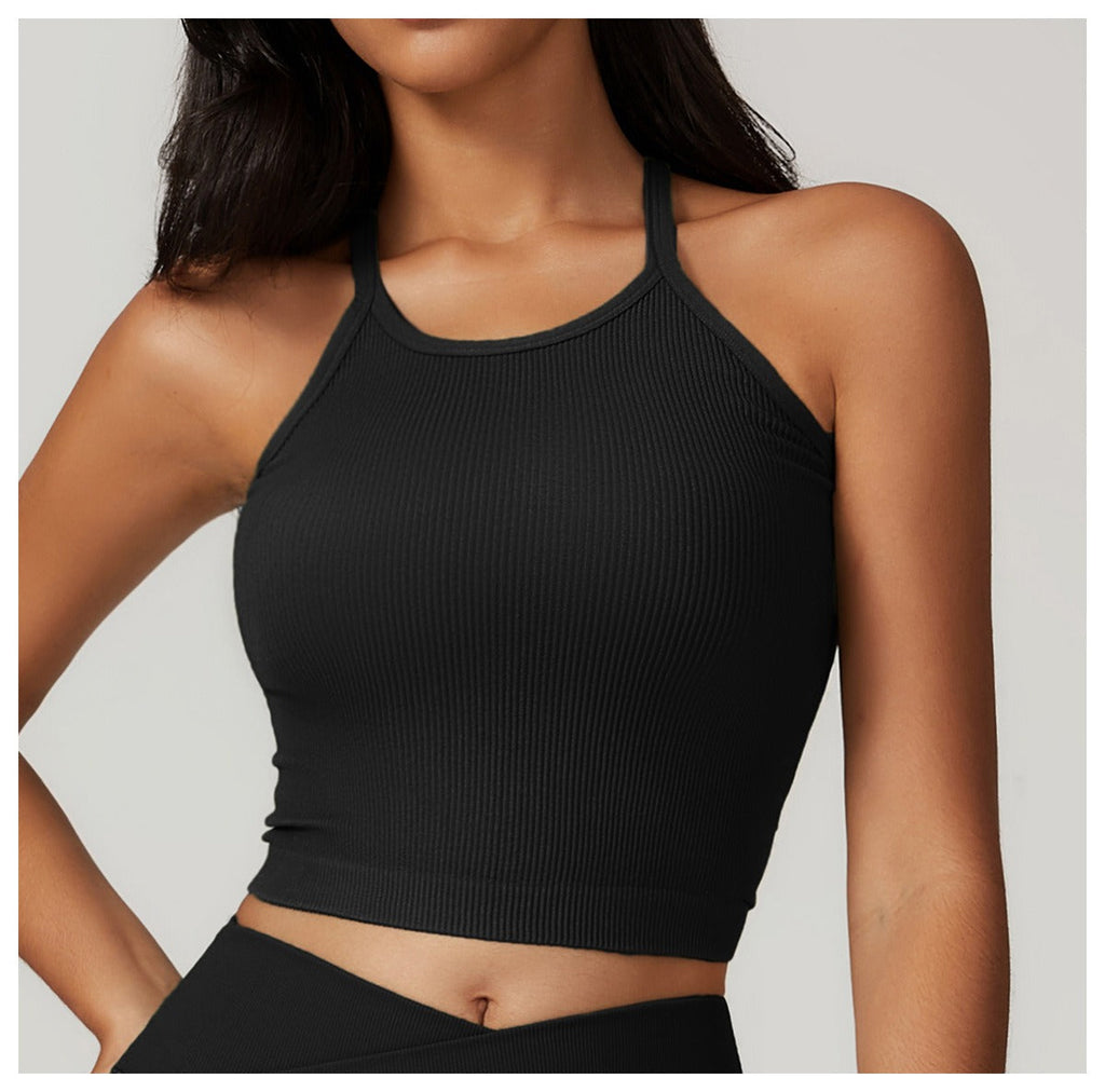 Etta Micro Ribbed Top Black