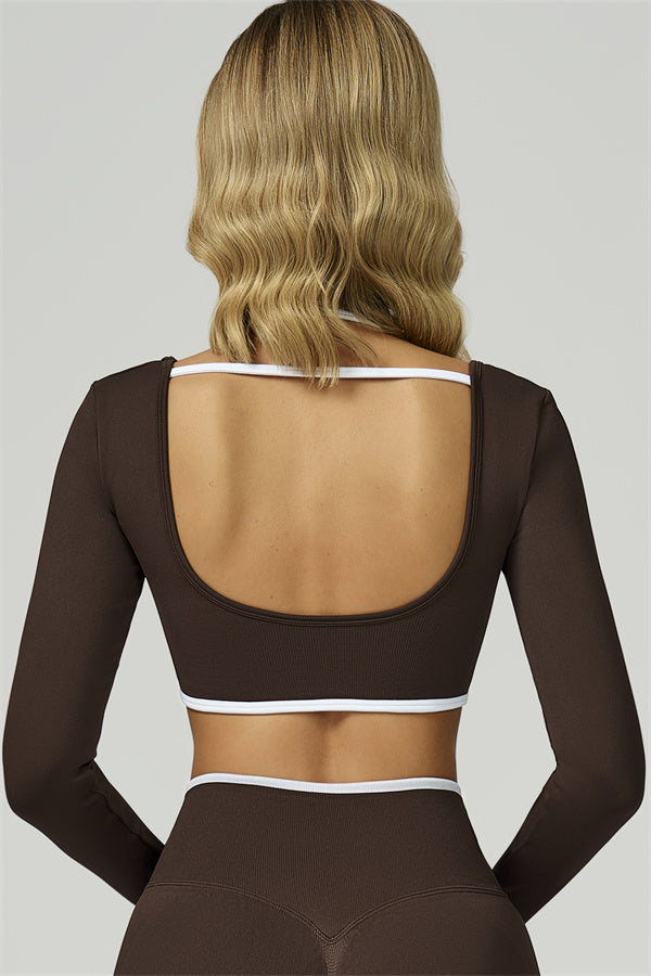 The Prime Line Long Sleeve Crop Top Bistre