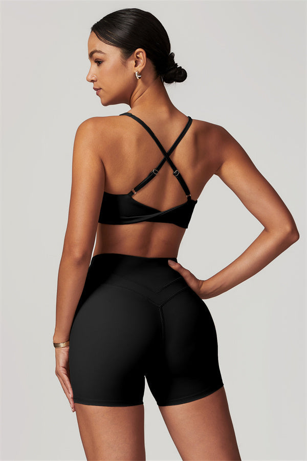 The Enigma Sports Bra Shorts 2-Piece Set Black
