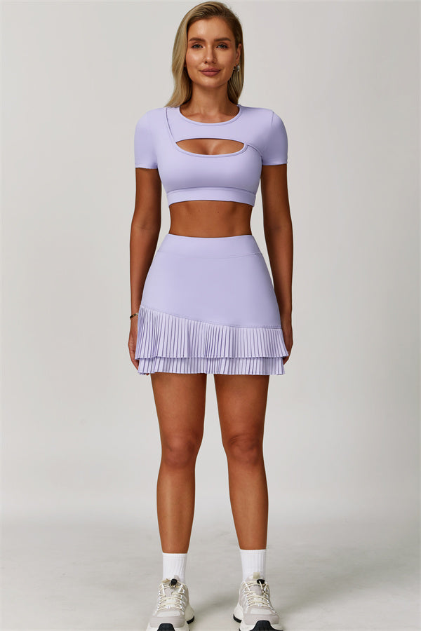 The Lavish Cut-out Crop Top Tennis Skirt 2-Piece Set