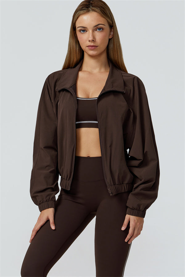 The Venus Zip Jacket Sports Bra Leggings 3-Piece Set Bistre
