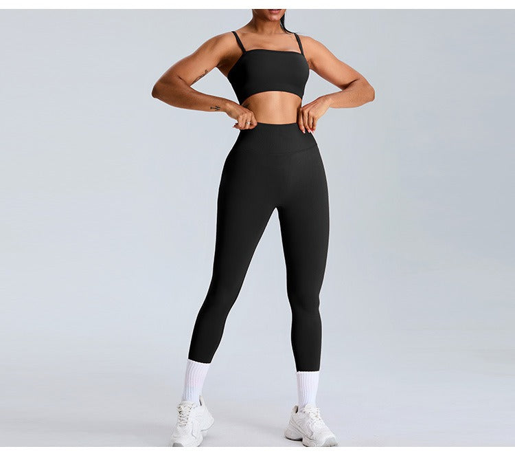 Mari Seamless Bra Top & Leggings Set Black