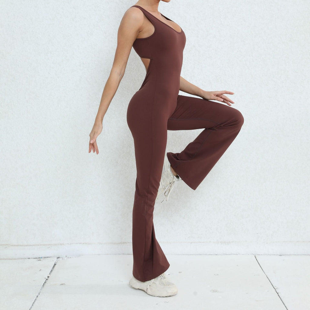 Scrunch V Back Flared Jumpsuit