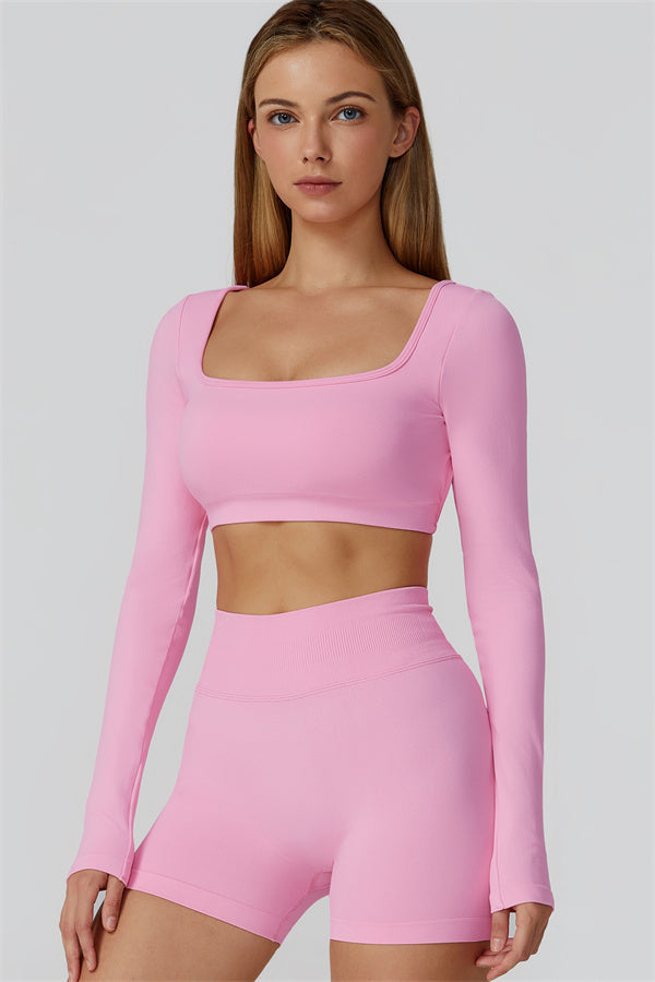 The Reign Long Sleeve Crop Top Shorts 2-Piece Set