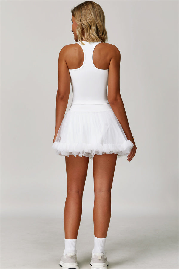 The Dynamic Crop Top Mesh Tennis Skirt 2-Piece Set