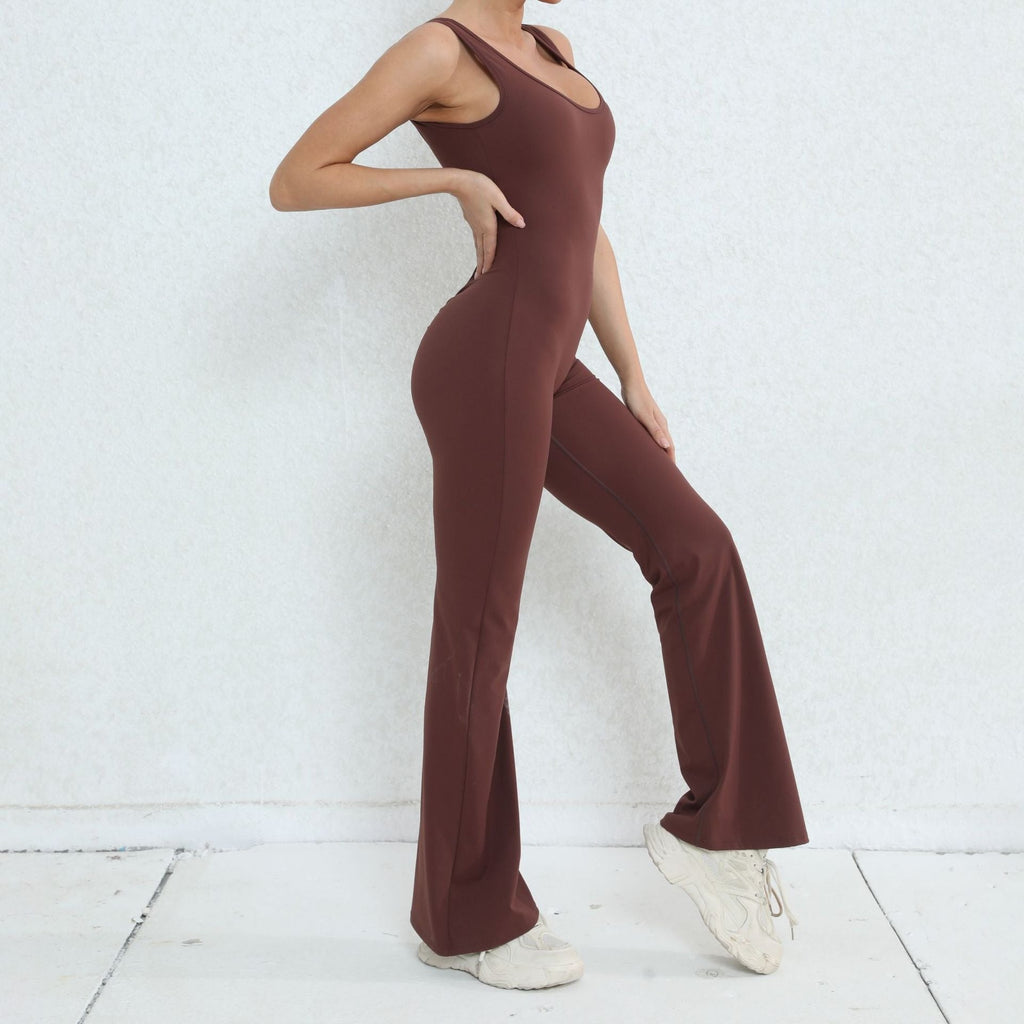 Scrunch V Back Flared Jumpsuit