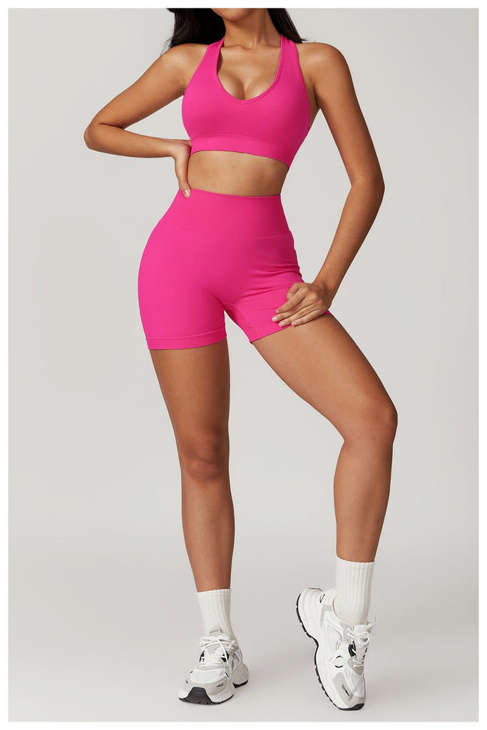 Avery Halter Top & Shorts Set Hot pink