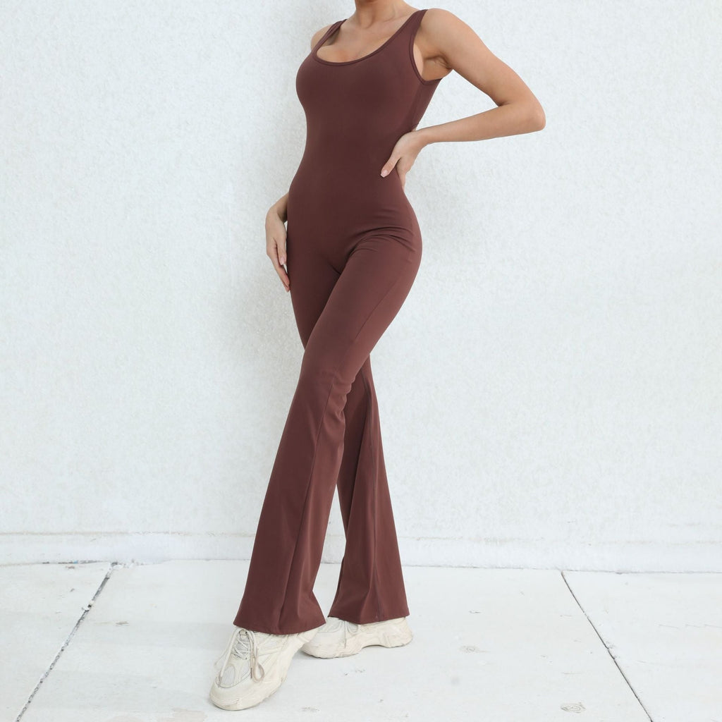 Scrunch V Back Flared Jumpsuit