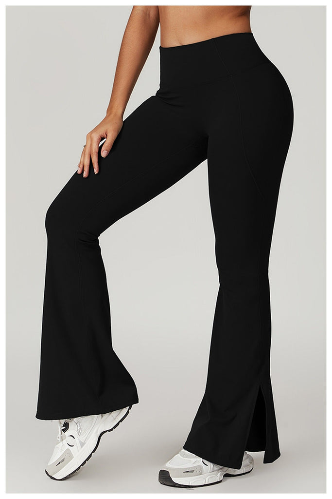 Mira Flared Slit Bottoms Black