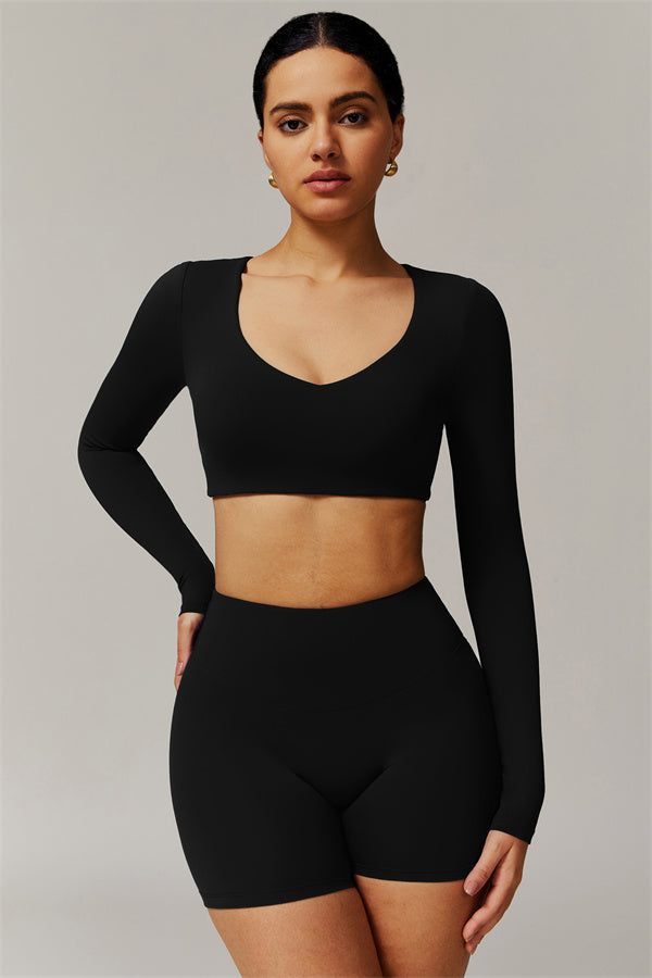 The Delicate Long Sleeve T-shirt Shorts 2-Piece Set Black