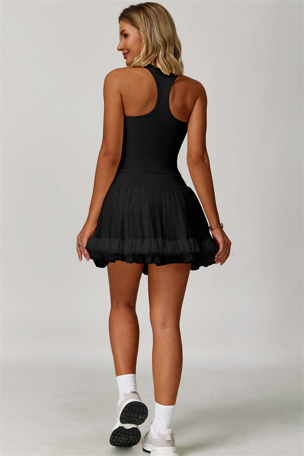 The Dynamic Crop Top Mesh Tennis Skirt 2-Piece Set