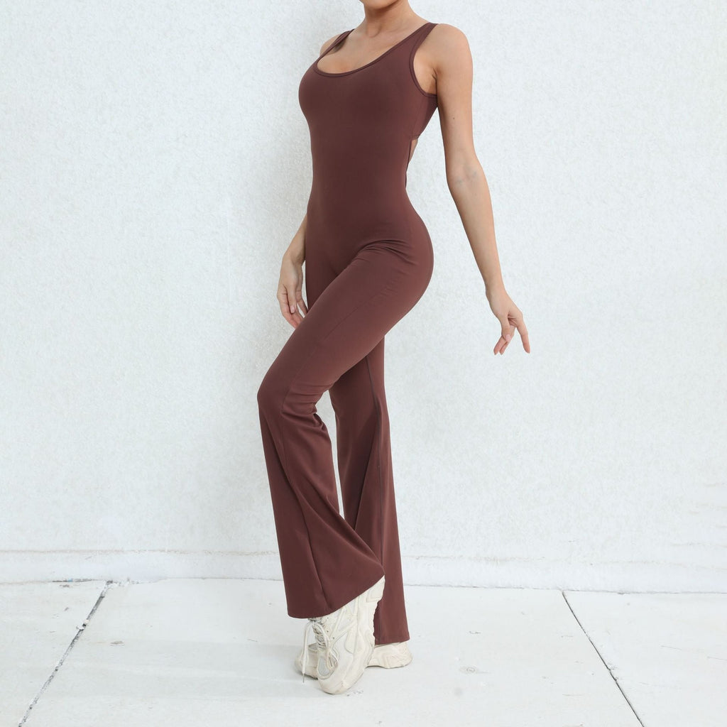 Scrunch V Back Flared Jumpsuit