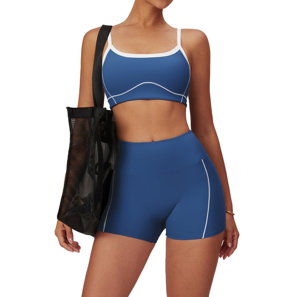 Celeste Panel Crop Top & Shorts Set Marine navy