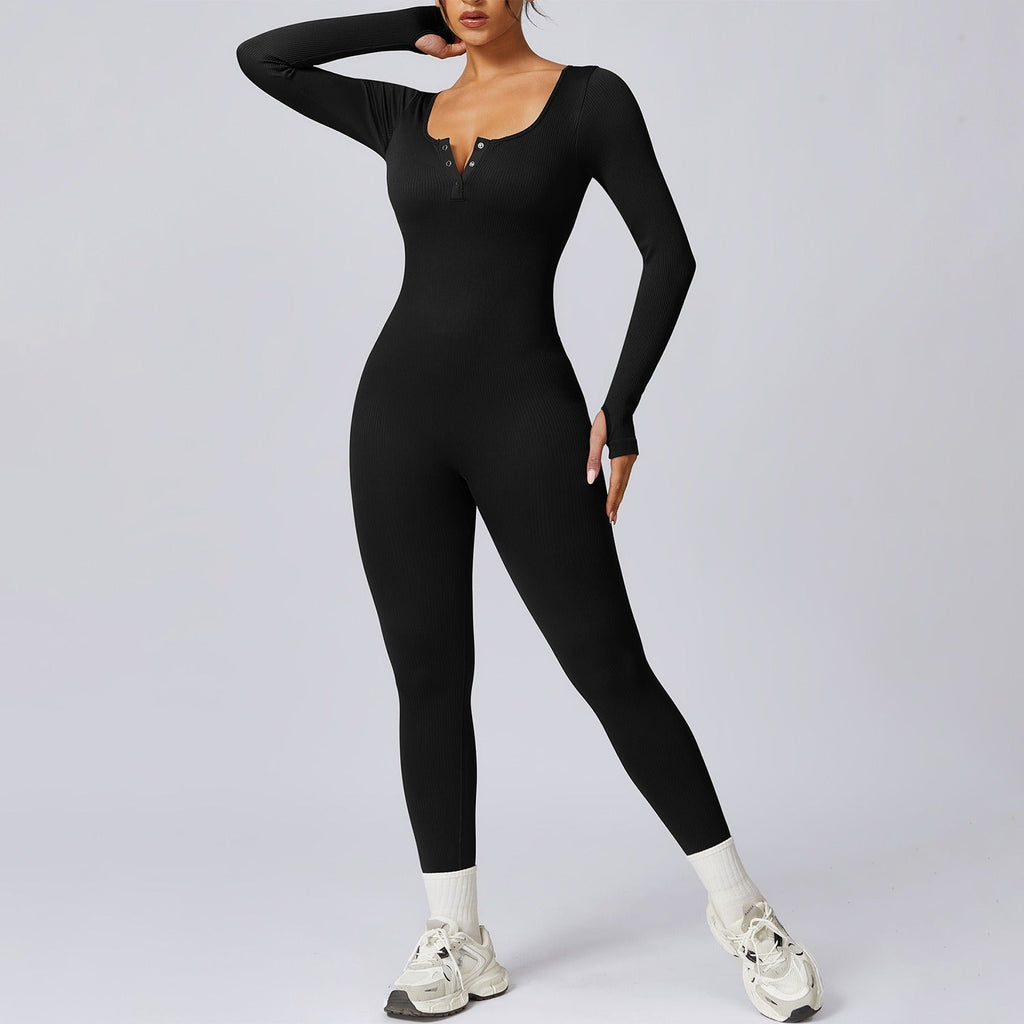 Buttoned Snatched Scoop Jumpsuit