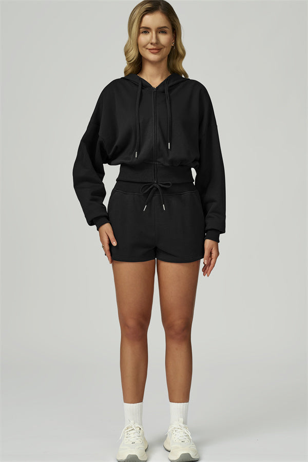 The FlexFit Crop Hoodie Shorts 2-Piece Set