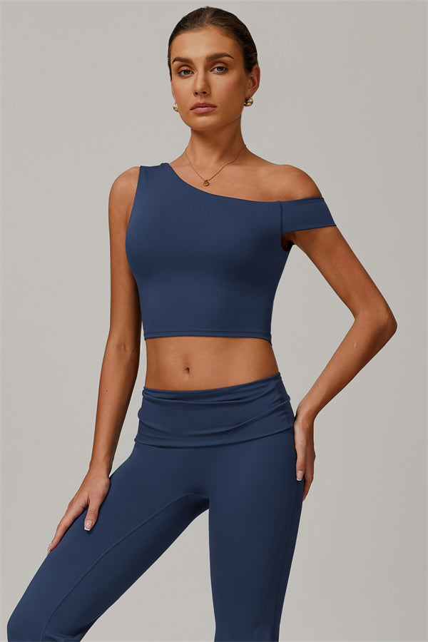The Pearl Crop Top Flared Leggings 2-Piece Set Cobalt