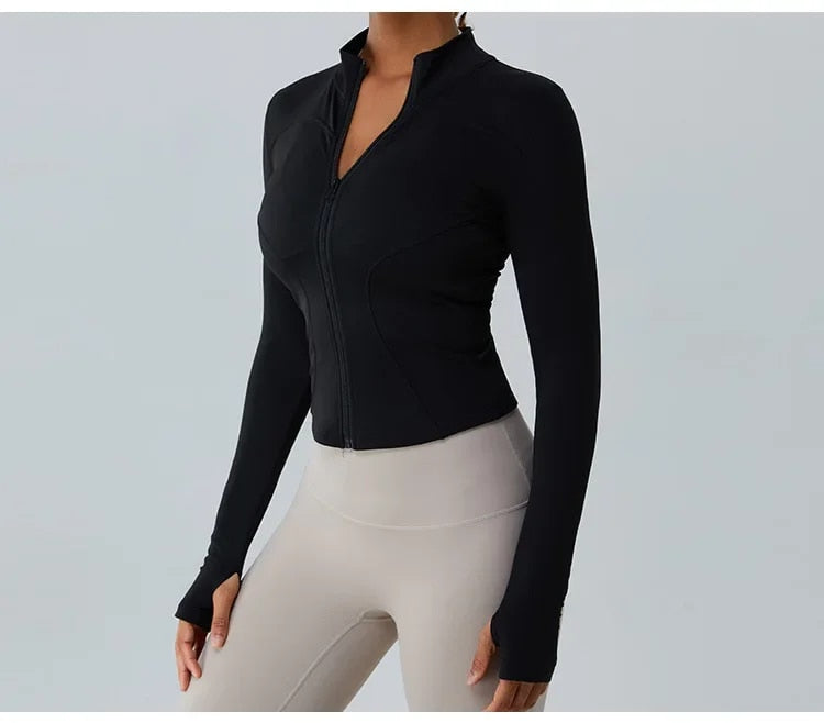 Elsie Zip Up Longsleeve Top Black