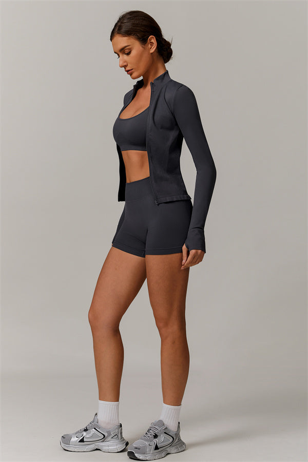 The Nova Luxe Jacket Sports Bra Shorts 3-Piece Set