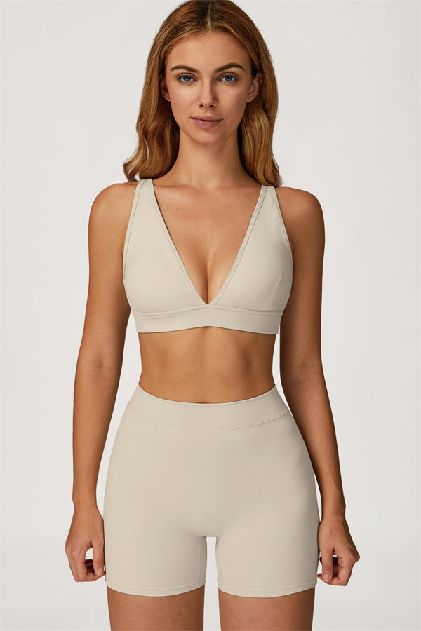 The Axis Sports Bra Shorts 2-Piece Set Almond