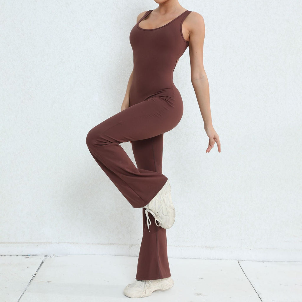 Scrunch V Back Flared Jumpsuit