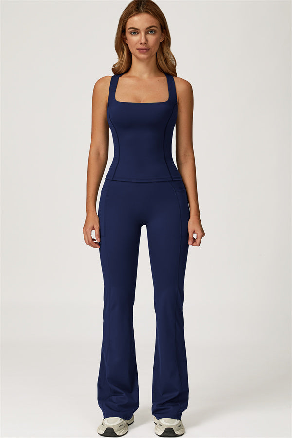 The Glacier Crop Tank Flared Leggings 2-Piece Set