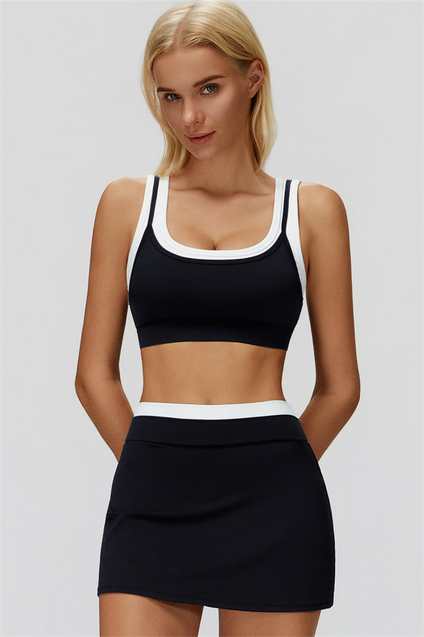 The Canyon Sports Bra Skirt 2-Piece Set Black