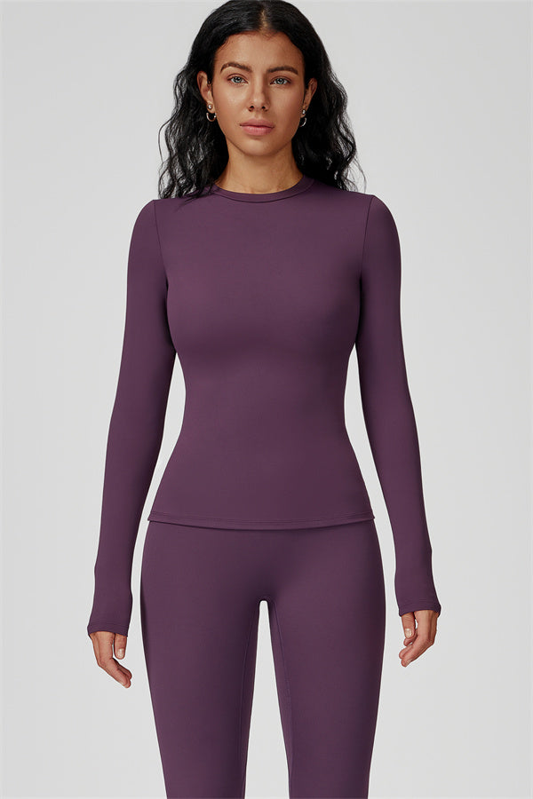 The Oasis Long Sleeve T-shirt Leggings 2-Piece Set Wine Berry